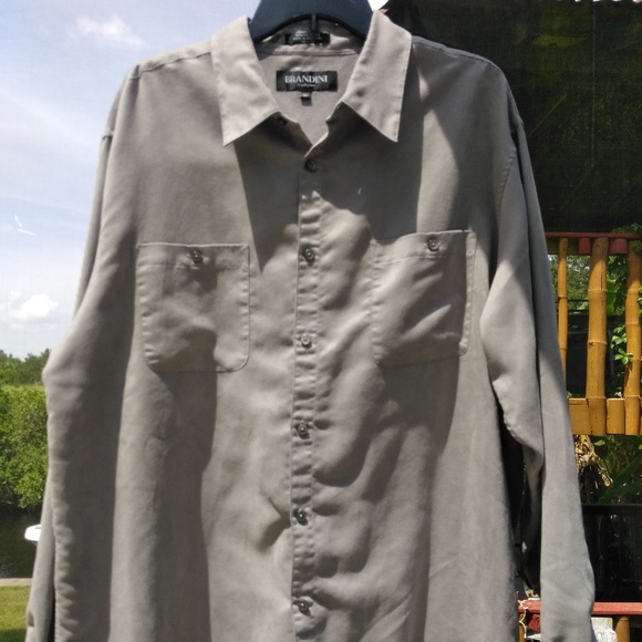 Brandini Long Sleeve Casual Button Front Pocket - Picture 1 of 4